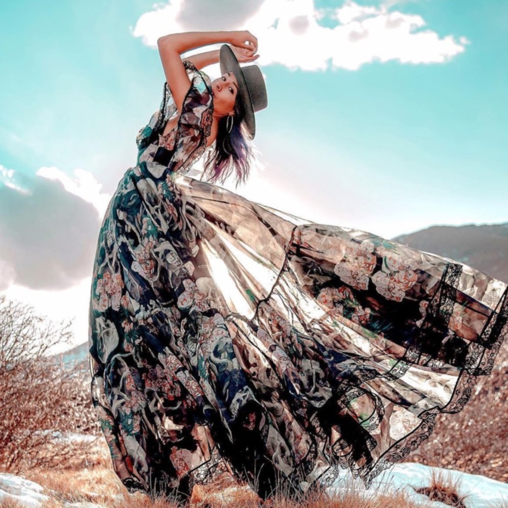 Selkie dress skull print maxi